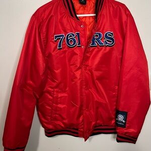 Philadelphia 76ers Renegade Satin Full-snap Varsity Jacket Size Large